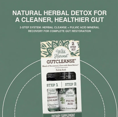 Wild Harvest® GutCleanse 2-Step Parasite Cleanse Kit - Natural Herbal Detox for a Cleaner, Healthier Gut