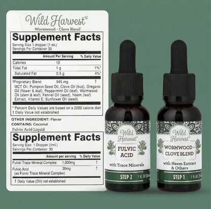 Wild Harvest® GutCleanse 2-Step Parasite Cleanse Kit - Natural Herbal Detox for a Cleaner, Healthier Gut